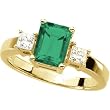 14K Yellow Gold Chatham Created Emerald and Diamond Ring