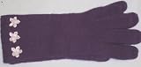 One Size Purple Angora Wool Gloves Reinforced By Nylon Fibers Trimmed with Pearl Center Pink Daisies