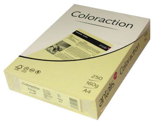 Coloraction 838A 160S 41 Antalis DIN A4, 160 gr/mq- Carta per fotocopie, colore: Giallo limone Coloraction 838A 160S 41 Antalis DIN A4, 160 gr/mq- Carta per fotocopie, colore: Giallo limone