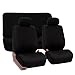 FH Group Flat Cloth Seat Covers Full Set – Universal Fit for Cars Trucks & SUVs (Black) FB050112