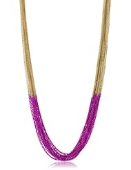 Lee Angel "Safina" Colorblock Pink and Gold Multi-Chain Long Necklace