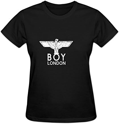 ZIHLN Women's Boy London Cotton Crewneck T shirt M Black