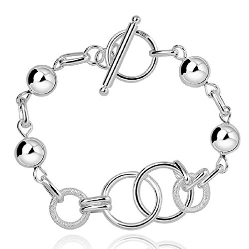 fashion 925 sterling silver jewelry circles chain trendy lady bracelet bangle