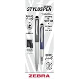 Zebra Telescopic Stylus Pen, Ballpoint, 1.0mm, Black Ink, Slate Grey and Midnight Blue, 2-Pack (33602)