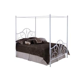 Fashion Bed Group Contour Canopy Twin Bed with Frame, Matte White