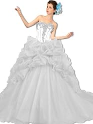 Strapless Fitted Satin/Tulle Quinceanera Dress 