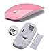 MAKIYO Ultra Thin USB Optical Wireless Mouse 2.4G Receiver Super Slim Mouse Cordless PC Laptop Desktop (Pink)
