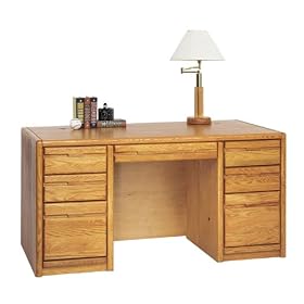 Medium Oak Compact Executive Desk 60"W