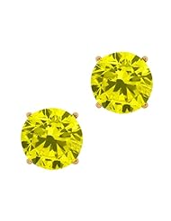 1.60 Ct Round Canary SI1-SI2 Diamond 18K Yellow Gold Stud Earrings