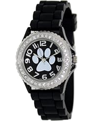 Geneva Platinum Womens 2743.Silver.Black Black Silicone Quartz Watch with Black Dial
