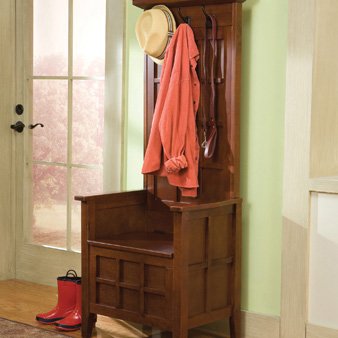 Home Styles Mini Hall Tree and Storage Bench in Cherry