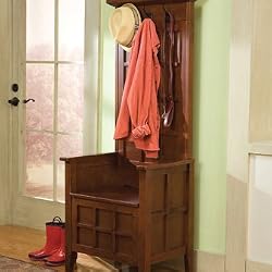 Home Styles Mini Hall Tree and Storage Bench in Cherry