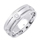 Beverly Diamonds Mens 14K WHITE GOLD DIAMOND WEDDING BAND RING Round-Shape