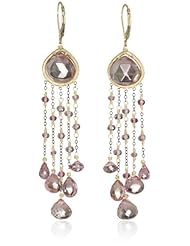 Dana Kellin Beautifully Wrapped Pink Quartz with Fringe Detail Drop Earrings