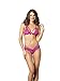 Leg Avenue Women's Strappy Lace Halter Bra and Peek-A-Boo Brazilian Panty Set, Neon Pink, Small/Medium