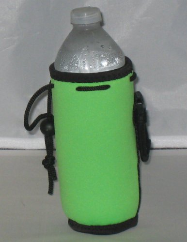 Water Bottle Koozie with Drawstring & Clip, Lime