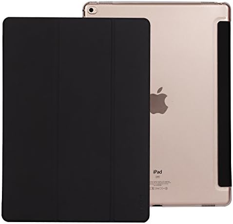 iPad Pro 12.9 in Case,SINHONG [Magnet Closure] [Clear Frosted Back] Leather Slim Flip Smart Cover Case with Kickstand for Apple iPad Pro 12.9 Inch 2016 - Black