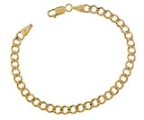 14K Yellow Gold Cuban Link Chain Bracelet, 5MM