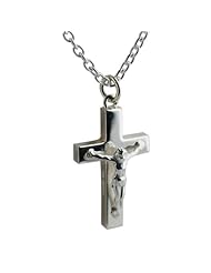 British Jewellery Workshops Silver 30x20mm plain block Crucifix with Cable link chain