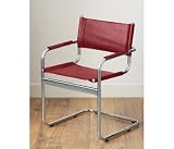 DIRECTOR STYLE RED FAUX LEATH CHAIR W/TUBULAR CHRM FRAME
