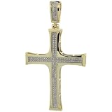 10ct Gold Diamond Cross Pendant, w/ 0.32 Carat Brilliant Cut Diamonds, 1 15/16 in. (50mm) tall