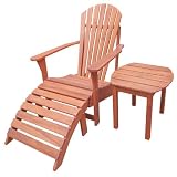  Piece Adirondack Chair Set with Footrest and Side Table, Oiled Finish