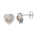 Sterling Silver and 14k Pink Gold Diamond Heart Earrings (0.02 cttw, I-J Color, I3 Clarity)