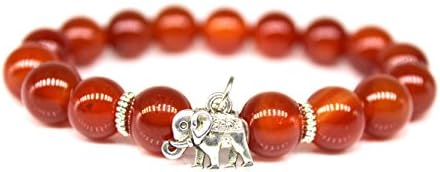 BYGZB 10mm red Agate Bead Bracelet, Natural Stones, Handmade Girlfriend Gift