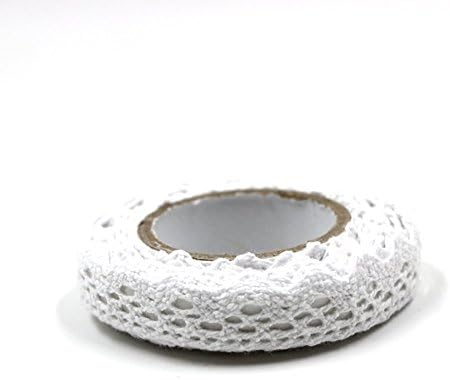 Neverold 2yards/lot Retro Cotton Lace Crochet Roll Ribbon Knit Adhesive Tape Sticker Embroidered Trim DIY Craft Wedding Home Decor (White)
