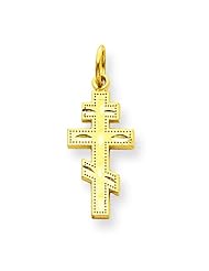 14K Yellow Gold Orthodox Cross Charm FindingKing