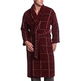 Nautica Men's Folded Windowpane Terry Robe,Zinfandel,One Size