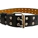 Black & Silver Double Grommet Holes Leather Belt Large