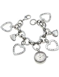 Stone White Dial Inpirational Silvertone Womens Bracelet Watch #L80050