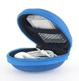 Earphone Case - Royal Blue - Clamshell Style with Zipper Enclosure, Inner Pocket, and Durable Exterior!
