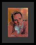 Rat Pack Frank Sinatra Smoking Art Black Wood-Mounted Poster Print - 11 X 17
