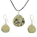 Yellow Turquoise Briolette Shaped Pendant and Earrings Set - 22mm Pendant, 15mm Earrings - Adjustable Cord Necklace