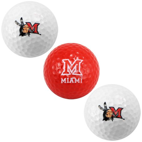 Miami University Redhawks Red-white Three Pack Of Golf Balls