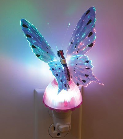 Butterfly Optic Fiber Color Changing Night Light Show - Teal