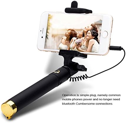 Etterfly Selfie Stick Pocket Size Light Weight No Battery No Bluetooth Ultra Compact Foldable QuickSnap Selfie Stick Monopod with Adjustable Phone Holder for iPhone HTC Samsung Android (Black)