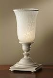 Murray Feiss 9953BPW Zoe Table Torchiere, Bedpost White Finish with Cream Snow Glass Shade thumbnail