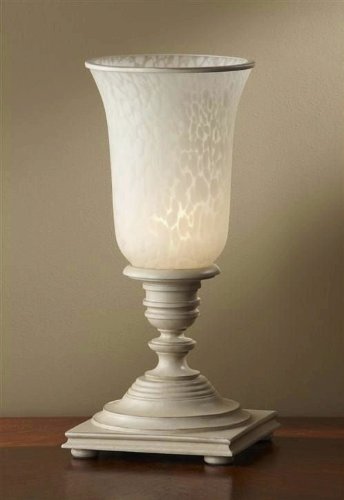 Murray Feiss 9953BPW Zoe Table Torchiere, Bedpost White Finish with Cream Snow Glass Shade