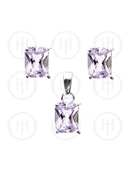 Sterling Silver -CZ Stud Earrings Set - Light Purple (PS-1008-L)