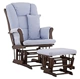 Stork Craft Custom Tuscany Espresso Finish Glider and Ottoman with Free lower lumbar pillow, Blue C