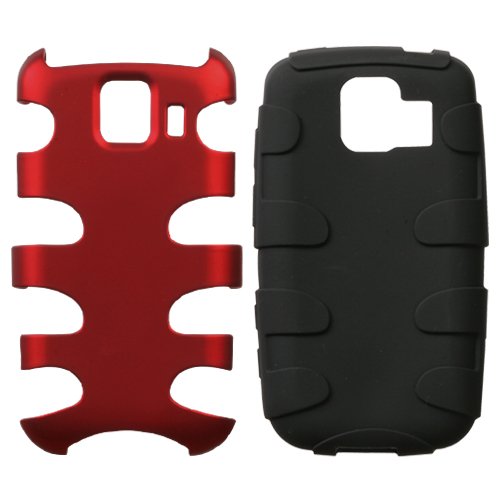Lg Ls670 (Optimus S), Optimus U, Vm670 (Optimus V) Fishbone Titanium Red / Black Protector Case Cover - Mybat