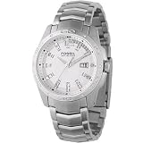 Fossil Men's AM4116 Glitz Stainless Steel White Dial Watch