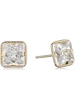 14k Yellow Gold Martini Set Cubic Zirconia Princess Cut Stud Earrings