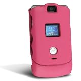 Motorola Razr V3 V3c V3i V3m Baby Pink Leather Wrapped Snap-on Crystal Case Cover with Removable Ratcheting Belt Clip