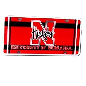 University of Nebraska Lincoln UNL Cornhuskers- Plastic License Plate - Plaid Nlogo design