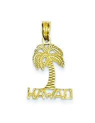 14K Gold Hawaii Palm Tree Charm Tropical Beach Pendant