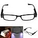 Happy Hours® Ultra Bright Full Black Frame Easy Touch Switch Dual LED Lighted Up Map Book Readers Reading Eye Glasses Eyeglass Spectacle Diopter Magnifier Light Up Presbyopic Glasses Hand Free + Batteries (Strength:+2.50 )